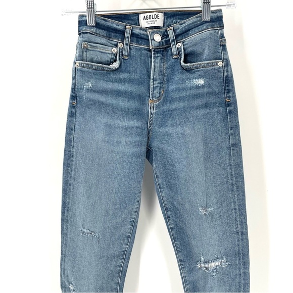 AGOLDE Sophie High Rise Skinny Crop Medium Wash Denim Jeans - Picture 4 of 10